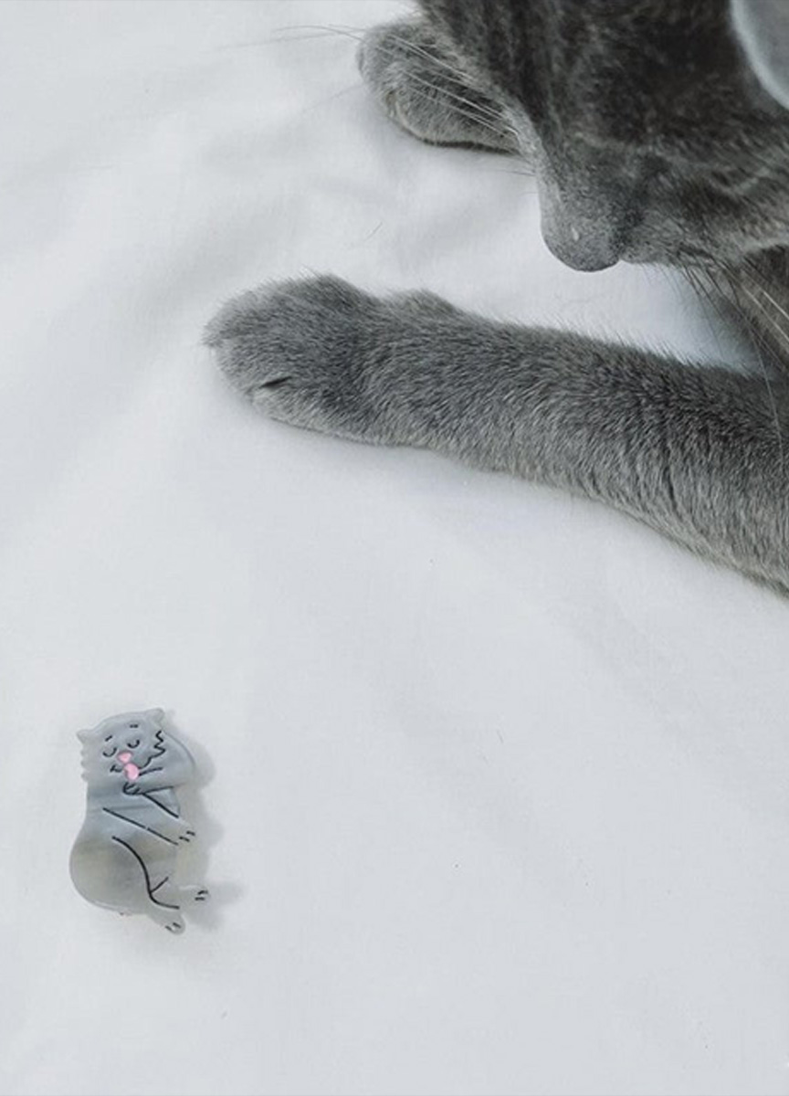 灰色理毛貓咪小髮夾